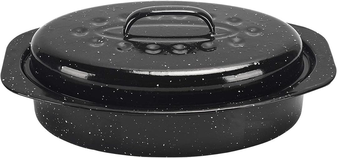 Covered Oval Roaster, 13 inches, Black