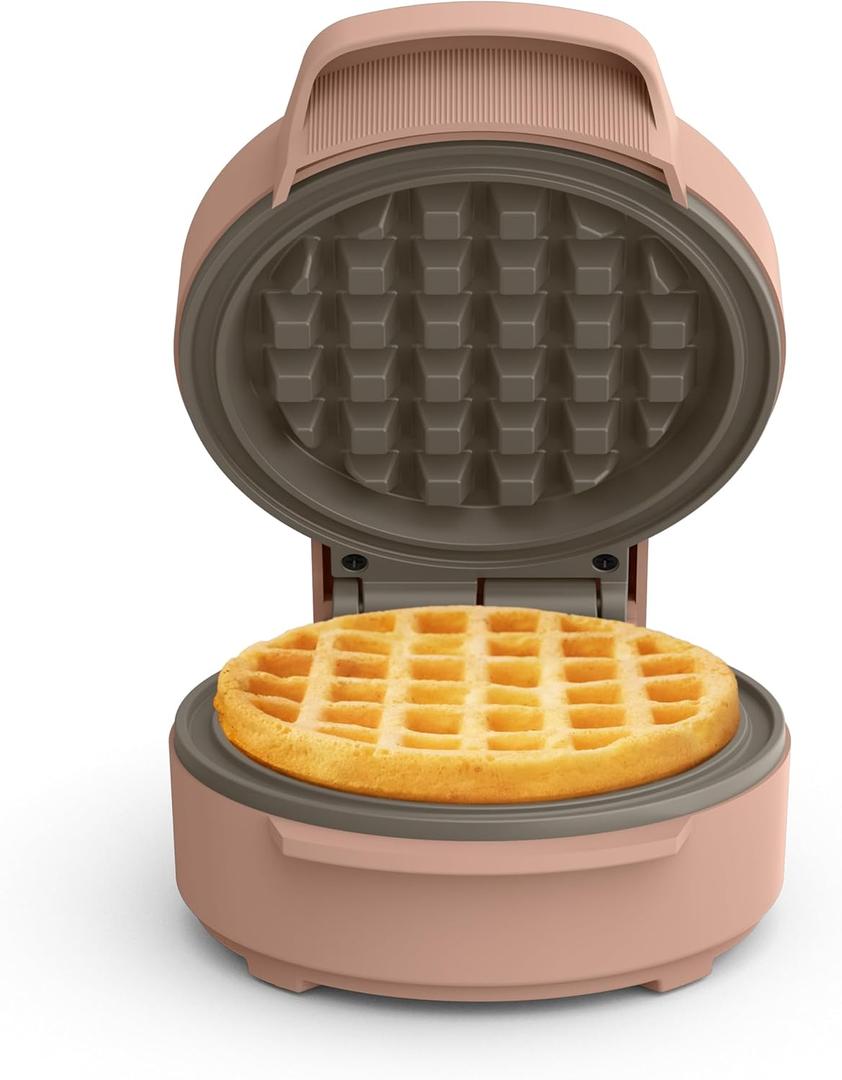 bella Snack-n-Store Mini Waffle Maker, EverGood Ceramic Nonstick Coating, Cord Wrap, Ready Indicator Light & Cool Touch Handles, Stackable Design & Customizable Plates, 400 Watt, Blossom