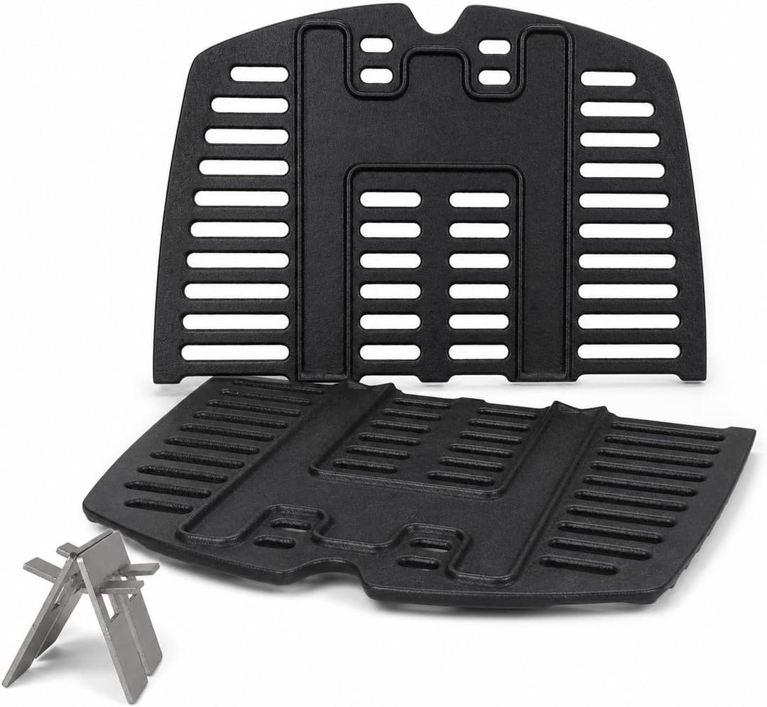 Uniflasy 7644 Cast Iron Cooking Grates for Weber Q100, Q1000, Q120, Q1200, Q1400, 516001, 516002, 50060001, 51010001, 51060001, Baby Q Gas Grill, 2 Pack