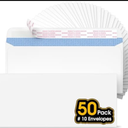 Pack Of 3 CREGEAR #10 Self Seal Security Envelopes, 50 Count, 4-1/8" x 9-1/2", 24 lb Paper, NO Window, White, Strip and Seal for Privacy & Business