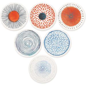 AD Set of 6 Coasters for Drinks Absorbing Round Ceramic Stone Coaster with Cork Base Tabletop Protection Mat for Mugs and Cups,Office,Kitchen (Colorful Series)