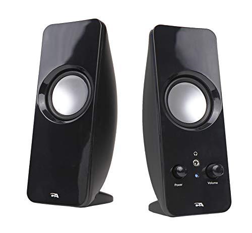 Cyber Acoustics CA-2050 2.0 Speaker System, 3.5mm Stereo Multimedia Desktop Computer Speaker, Separate headphone output, volume control, power on and off (CA-2050)