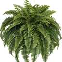 Silky Artificial Boston Fern Bush,48IN Fake Fern Large Hanging Plant That Look Real for Outdoors Home Decor,80Branches (Pack of 1)