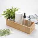 Toilet Tank Paper Basket for Back of Tank Top, Bamboo Bathroom Storage for Organizing (15 x 6 x 4 inch)