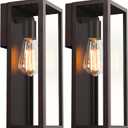 2-Pack Outdoor Wall Lanterns, 13'' Exterior Waterproof Wall Sconce with Clear Glass Shades, Oil Rubbed Bronze Porch Lights, Anti-Rust E26 Outdoor Lights for Outside Patio Garage Front Door House