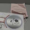 LitBear Travel Makeup Mirror with Lights, Rechargeable Double-Sided 10X/1X Magnifying Mirror, Portable Lighted Beauty Mirror, 3 Color Lighting, Dimmable Touch Screen, Tabletop Handhold Hanging (White) (Rose Gold)