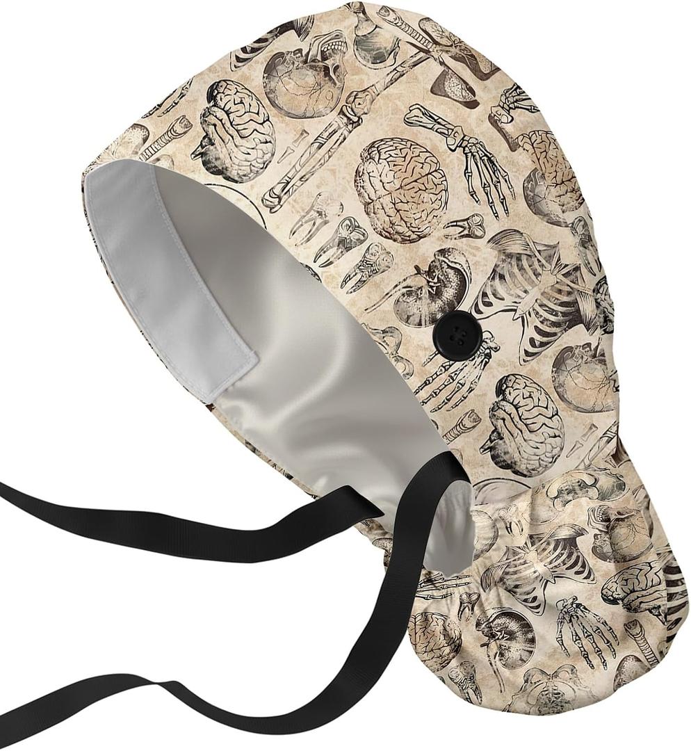Biology Scrub Caps with Sweatband, Adjustable Working Caps | Breathable Medical Hat for Doctors & Nurses, Surgical Cap, Birthday Gift for Healthcare Professionals, Nurses, Khaki