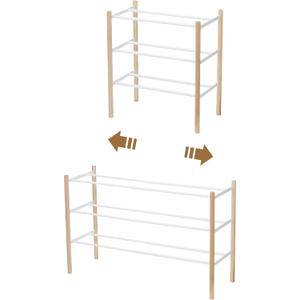 YAMAZAKI home Plain Expandable 3-Tierd Shoe Rack White
