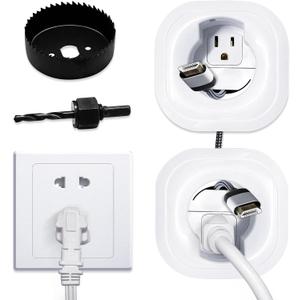 in-Wall Cable Management Kit, Wire Manager for Power and Low Voltage Cables, Tv Cord Hider for Wall-Mounted Tvs, Tv Cable Concealment Kit with Hole Saw Drill Bit Attachment