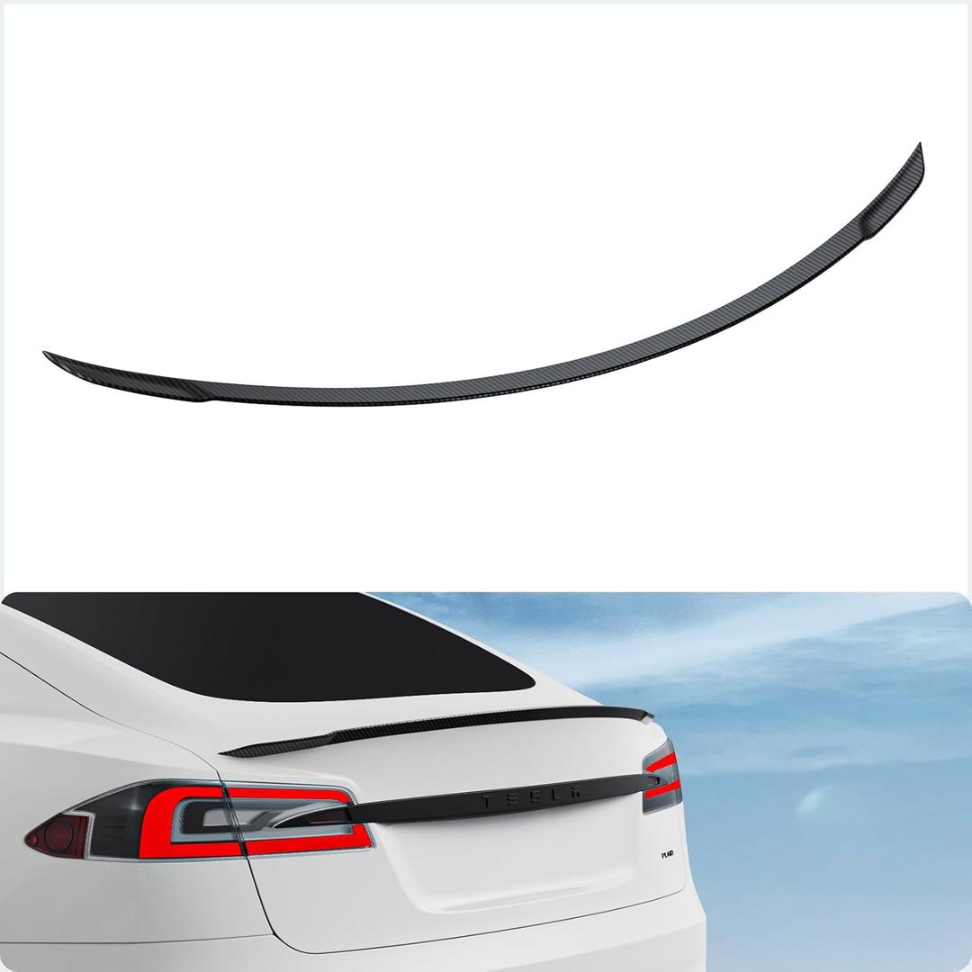 BASENOR 2022-2026 Tesla Model S Performance Spoiler ABS Material Rear Spoiler Wing OEM (Matte Carbon Fiber) Rear Trunk Lip [Proprietary Design] Model S Pro Accessories