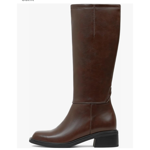 Lovee Cosee Knee High Boots for Women 2025 Low Heel Square Toe Flat Boots with Side Full Zipper Comfortable Walking Shoes for Fall Winter Casual & Office Wear Commuting Travel Fashion Trendy Outfit, Size 8 US