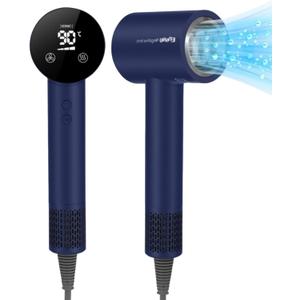 Hair Dryer,110000 RPM High-Speed Brushless Motor for Fast Drying with HD Digital Display, Low Noise Compact Hair Blow Dryer for Curly Hair for Home Travel Salon #201 Purple Blue