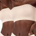 SHAPERMINT Strapless Bra - Bandeau top, Strapless Bras for Women, Plus Size Lingerie for Women, Free Clear Bra Straps (XL: 38DD/EDDD/F, 40CDD/E, 42C, Beige 2 Pack)