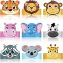 36 Pcs Animal Birthday Party Hats for Kids Jungle Safari Animal Theme Headbands Paper Party Crown Birthday Party Decorations for Boys Girls Animals Party Favor