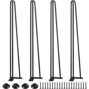 SMARTSTANDARD 40 Inch Hairpin Table Legs, 3 Steel Rods 1/2 Inch Pipe Diameter, 800lbs Load Capacity, Mid-Century Style for Coffee Table, Side Table, Night Stand (Black, 4PCS)