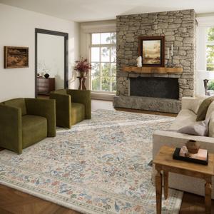 9x12 Area Rugs for Living Room: Washable Bedroom Rug Vintage Area Rug Stain Resistant Non Slip Low Pile Lightweight Soft Carpets for Dining Room Kitchen Nursery Kids Room Farmhouse