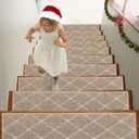 BEQHAUSE Stair Treads 15 Pack Non Slip Stair Runner 28inX9in Machine Washable Stair Mats 100% Polyester Soft Stair Carpet Treads for Wooden Steps (Taupe)