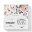 TotAha Premium Stretchy Bassinet Sheets for Baby Girl, Silky Comfort Cradle Sheets Fitted 18 x 36 for Oval, Rectangular, Hourglass Mattress, Hypoallergenic, Buttery Soft 2-Pack (Floral & Pale Pink)