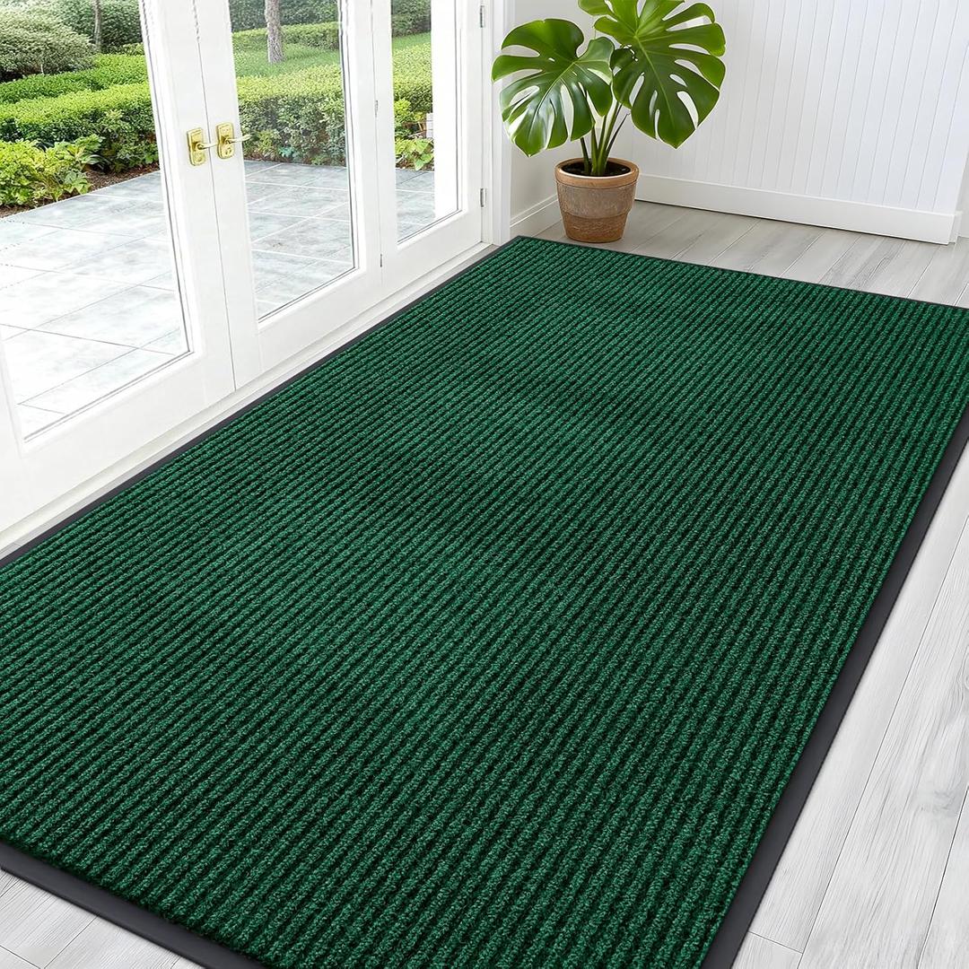 OLANLY Front Door Mat Indoor Outdoor Entrance, Waterproof Heavy Duty Doormat, Fade Resistant, Low Profile, Easy Clean Patio Porch Welcome Floor Mats for Entry, 59x30, Green