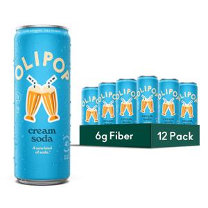 OLIPOP 6g Fiber Prebiotic Soda, Cream Soda, 12 fl oz, 12Pack Skinny | Shelf Stable Prebiotic Soda (Skinny), 6g Fiber, 2g Sugar, Digestive Health Support, Prebiotics & Botanicals, Gluten Free
