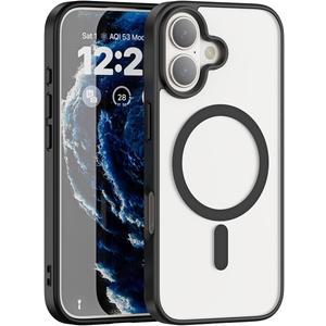 Compatible with Magnetic Matte Clear Case for Phone 17Tough Drop-Resistant Design, Anti-Yellow, Shockproof, Slim Transparent Cover (Black)