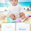 Baby Todder Rash Guard Shirts SPF Long Sleeve Swim Shirts Sun Protection Rashguard Swimwear for Baby Boys Girls (White)
