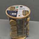 New England Stories Revolving Spice Rack Set with 20 Spice Jars, Kitchen Spice Tower Organizer for Countertop or Cabinet - Carousel Storage Includes 386 Spice Labels (Bamboo)