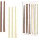 10 Inch Ivory Brown Taper Candles Set of 6 Unscented Smokeless Long Tall Tapered Candles for Candlesticks Sticks Wedding Home Decor Dinner (Cream+Tan Brown)