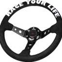 13.8''Universal Deep Dish Racing Steering Wheel Suede Leather Wrapped 6 bolts Drifting Sport Steering Wheel with Horn Butto (Black)