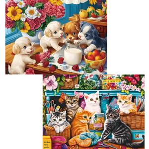 2 Pack 300 Piece Puzzle for Adults,Cute Dogs Cats Jigsaw Puzzle for Adults Teens,Large Piece Puzzle for Kids Ages 8-10 10-12,Glossy & Sturdy Pieces,Challenging Family Game Great Gift Idea,20.5x15 in
