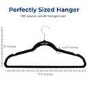 SereneLife Velvet Hangers 100 Pack Black Slim Non-Slip Clothes Hangers with Chrome 360 Swivel Hook, Durable 10 lbs Capacity, Ultra-Thin Space Saving Hangers for Closet Organization