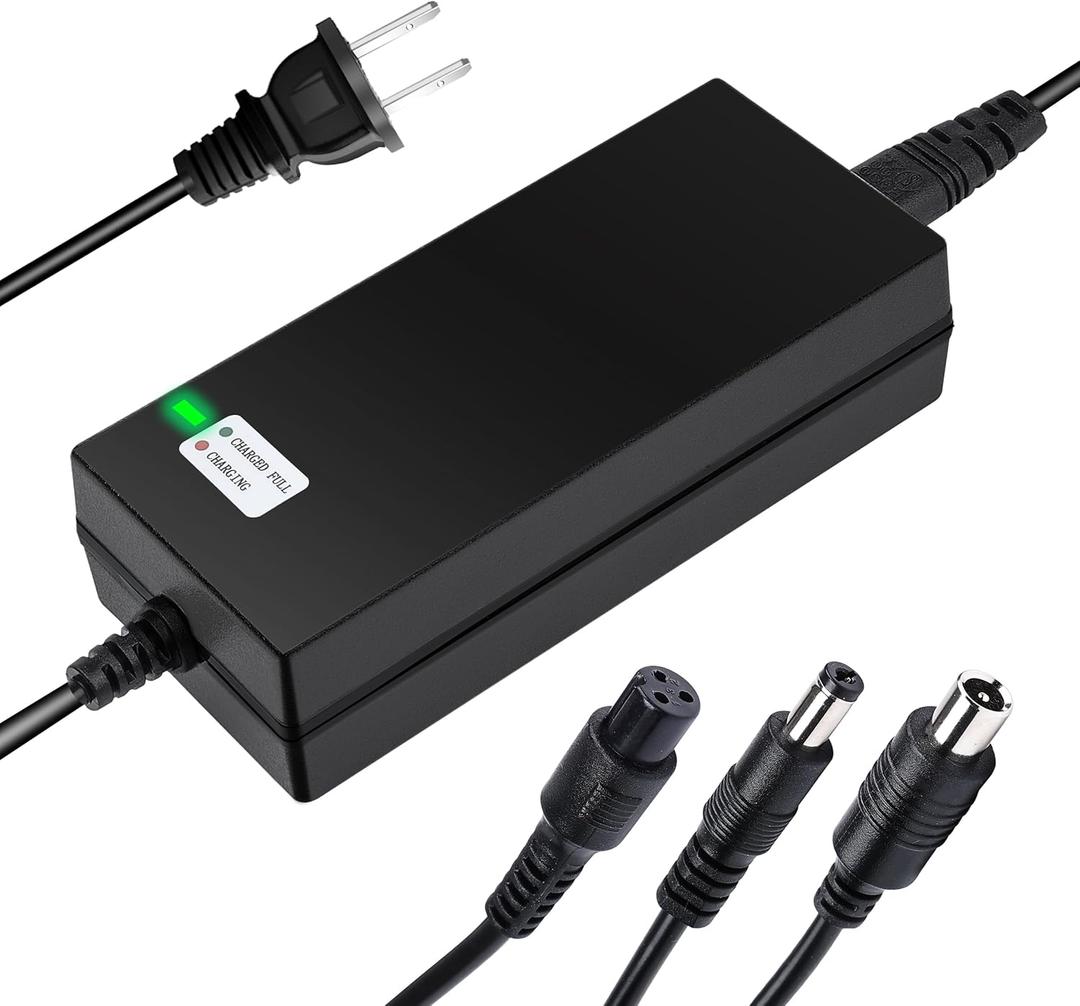 42V 2A Charger 3 Plugs(8mm 3-Prong, 5.5mm DC connectors and 8mm/0.31in one-Prong) Universal for 36V Lithium Battery