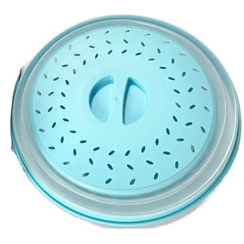 Microwave Oven Heating Cover Multi-Functional Silicone Foldable Oil-Proof Splash-Proof Special(Azure-1)