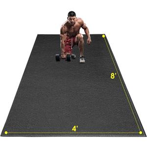 BesWin Large Exercise Mat 8' x 4'(6mm), Extra Thick Workout Mats for Home Gym Flooring, High Density Non-Slip Gym Mats Fitness Mat for Cardio, Weights, Jump Rope, Fitness - Use With or Without Shoes