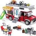 Camper Van Building Set, Compatible with Rvs Camper Vehicles, Summer Beach Holiday Camping Car Building Toy with Light, Gift for Adults and Boys Girls Kids Teens 8-12 (924 PCS)