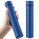 Vesici 2 Pack Dark Blue Slim Water Bottle 8.8 oz Small Stainless Steel Purse Compact Insulated Water Bottles Camping Travel Backpack Pocket Flask for Car Cold Coffee Tea