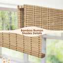 HIDODO Cordless Bamboo Roman Shades Semi-Privacy, Natural, 31" W x 64" H