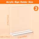 3 Pack Acrylic Sign Holder 8.5 x 11 Inches, Clear Menu Stand, Vertical Flyer Display, Table Paper Holder, Desk Brochure, Plastic Sign Display for Restaurants, Office, Store
