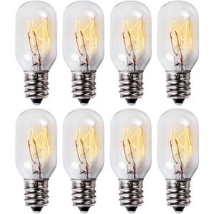 Canamax T20 E12 Salt Lamp Bulb 120V 15W - Warm White Light 2700K 80lm, E12 Candelabra Base - Compatible with Himalayan Salt Rock Lamps & Baskets, Scentsy Plug-in Wax Warmers, Night Lights - Pack of 8