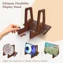 Teamkio Plate Stand for Display, 6.5 Inch Plate Holder for Cabinet, Anti-Slip Wave Display Stand for Large Deep Bowls Platters and Dishes, Bamboo Frame Holder Stand for iPad, Book, Picture, Decorative Plate(6.5'' H x 7.9" W x 5.9" D)