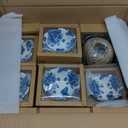 50 Pack Wedding Favors for Guests Small Ceramic Bowls Bulk Gifts Set 3.3 Inch Blue Floral Design Mini Dipping Bowl Sauce Dish with Cards Box for Party Shower Favor Souvenir