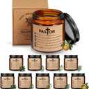 Lounsweer 10 Pcs Funny Pastor Appreciation Gifts, 3.5 oz Scented Candle for Men Women Man of God Father Godfather Birthday Retirement Ordination Christian Gift for Pastors, Preacher's Wife (Brown)