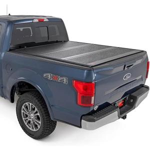 Rough Country Hard Tri-Fold Tonneau Cover for Ford F-250 & F-350 Super Duty (2017-2026) - Low-Profile Aluminum Truck Bed Cover, Fits 6'10 (81.9") Bed