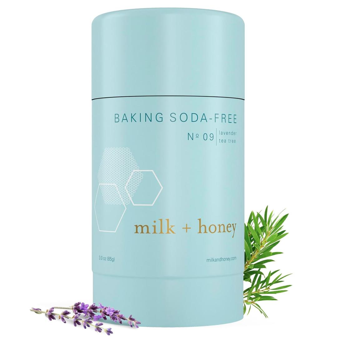 milk + honey Deodorant No. 09 Baking Soda Free, Aluminum-Free Natural Deodorant for Women & Men, Lavender and Tea Tree Scent, 2.6 oz