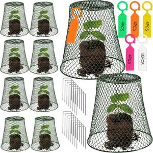 10 Pcs Garden Chicken Wire Plant Covers, 11x11Inch Metal Wire Garden Cloches Chicken Wire Cloche Plant Protector Heavy Duty Garden Plant Cloche for Keeping Bunnies Chicken Squirrels Birds Other Out (Green)