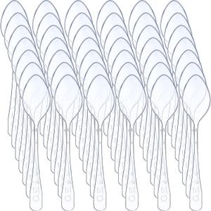 Nuogo 500 Pcs Clear Mini Spoons for Desserts 3.7 Inch Small Plastic Disposable Spoons Bulk Tiny Serving Utensils for Cake, Sample, Ice Cream, Appetizer, Pudding