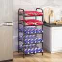 GILLAS 3 5 6 7 8 Tier Drink Organizer, Water Bottle Organizer, Metal Beverage Can Rack, Large Capacity Bottled Rack Water Bottle Holder Stand for Party, Cabinet, Countertop Kitchen, Black