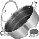 LOLYKITCH 7 QT Tri-Ply Stainless Steel Non Stick Sauté Pan with Lid, 12 Inch Deep Frying Pan, Large Skillet, Jumbo Cooker, Induction Compatible, Heavy Duty and Oven Safe.