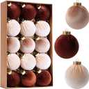 21Pcs Velvet Christmas Ball Ornaments 3.15" Shatterproof Christmas Tree Decorations Set with Paper Ornaments Hanging Xmas Decorations for Office Holiday Home Decor(Brown, Champagne, Kaki)