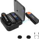 COMICA Vimo S MI Wireless Microphone for iPhone, MFI Certified, Noise Cancellation, 656' Range, 15H Working Time, Monitoring, iPhone Mic for Video Recording, Vlog, Live Streaming, YouTube (Black)